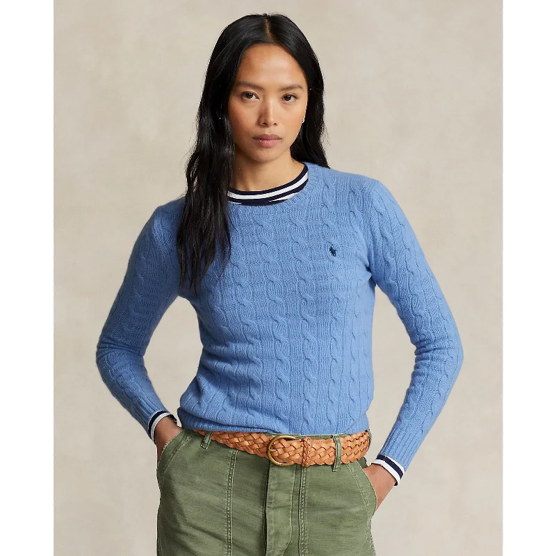 Camo women's sweaterPolo Ralph Lauren - Julianna Cable Knit Crewneck Cashmere/Wool Sweater - New Litchfield Blue