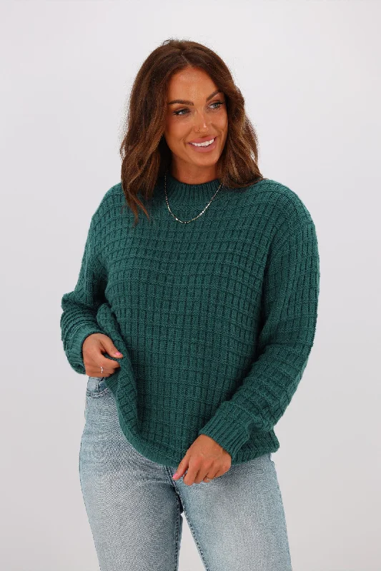 Autumn women's sweaterShine On Label Sarah Polo Neck Chunky Knit JumperTeal