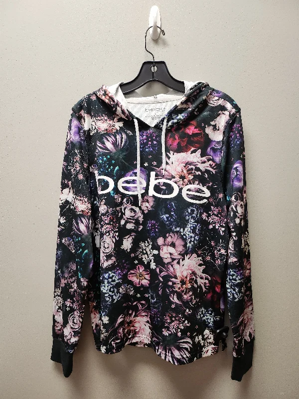 women's hooded tops with a snap-button closureSweatshirt Hoodie By Bebe In Floral Print, Size: L