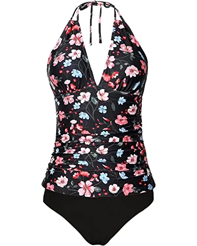 swimsuit with pocketsTummy Control Two Piece Swimsuits Plus Size Tankini