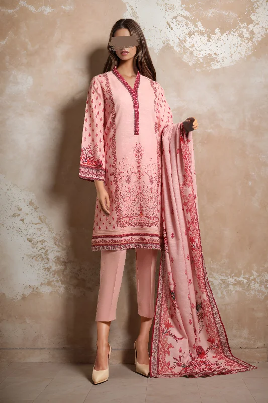 women's suit sets with stretch fabricsPrinted Khaddar Stitched 3 Piece