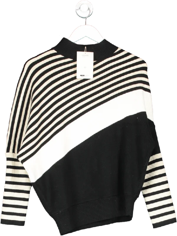 Fair trade women's sweaterSHEIN Black Diagonally Striped Jumper UK S