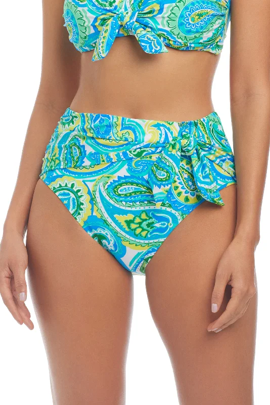 beach swimsuitMore Is More High Waist Tie Draped Pant Bikini Bottom