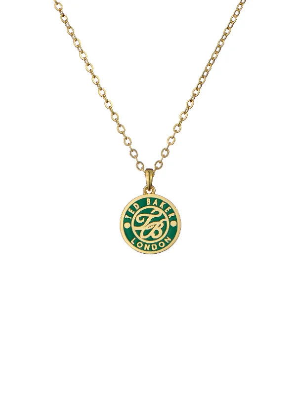 Skinny women's leggingsMonella Green Monogram Button Pendant Necklace Gold