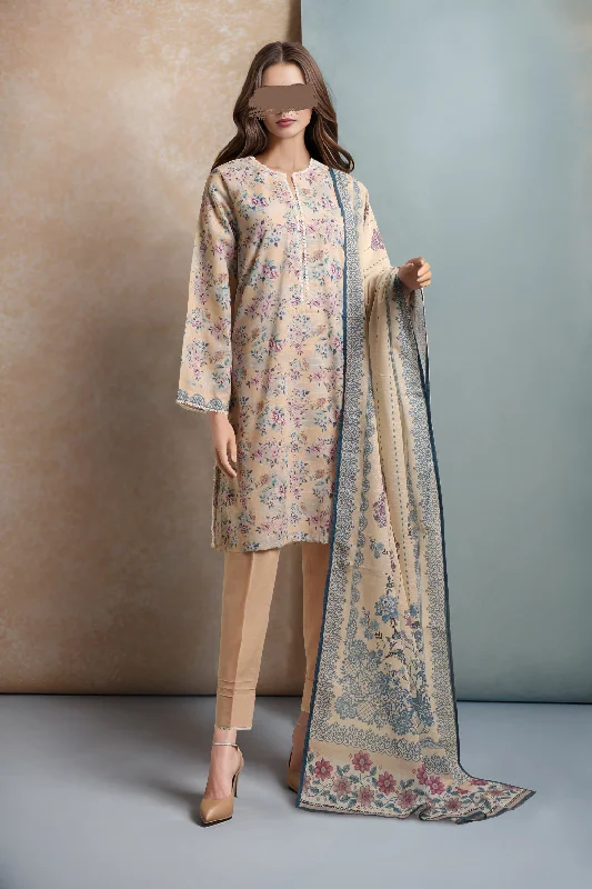 women's suit sets for workPrinted Khaddar Stitched 3 Piece