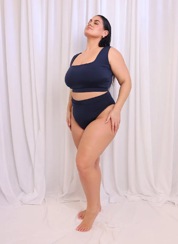 elegant swimsuitEssential High Waist Bikini Bottom - Navy