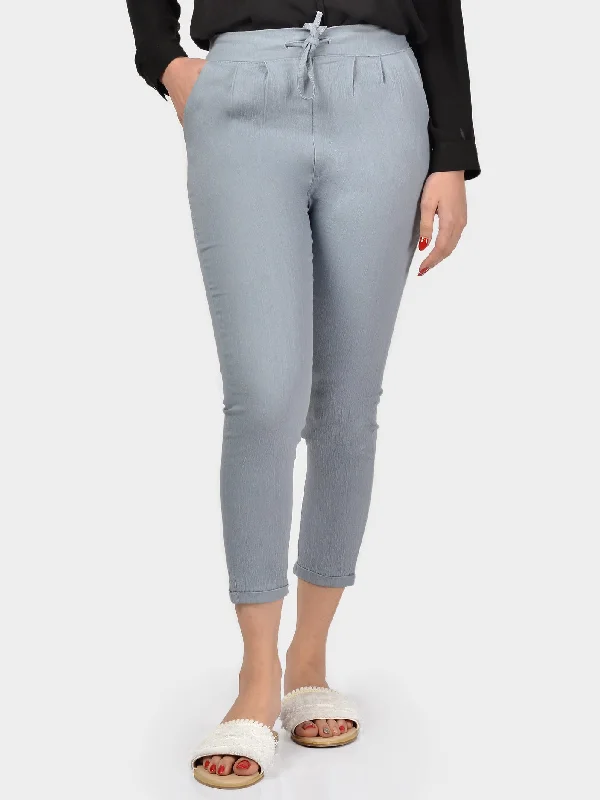 Mom jeans for womenSkinny Cotton Pants-Grey