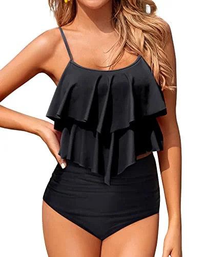 swimsuit accessoriesNon See Through Tankini Swimsuits For Women Bikini Sets For Teen Girls-Black