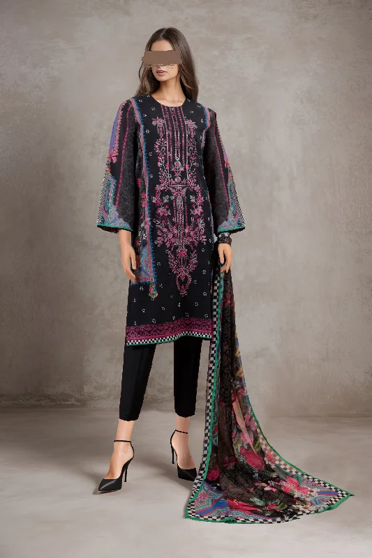 women's suit sets for black-tie eventsPrinted Embroidered Lawn Stitched 3 Piece With Chiffon Dupatta