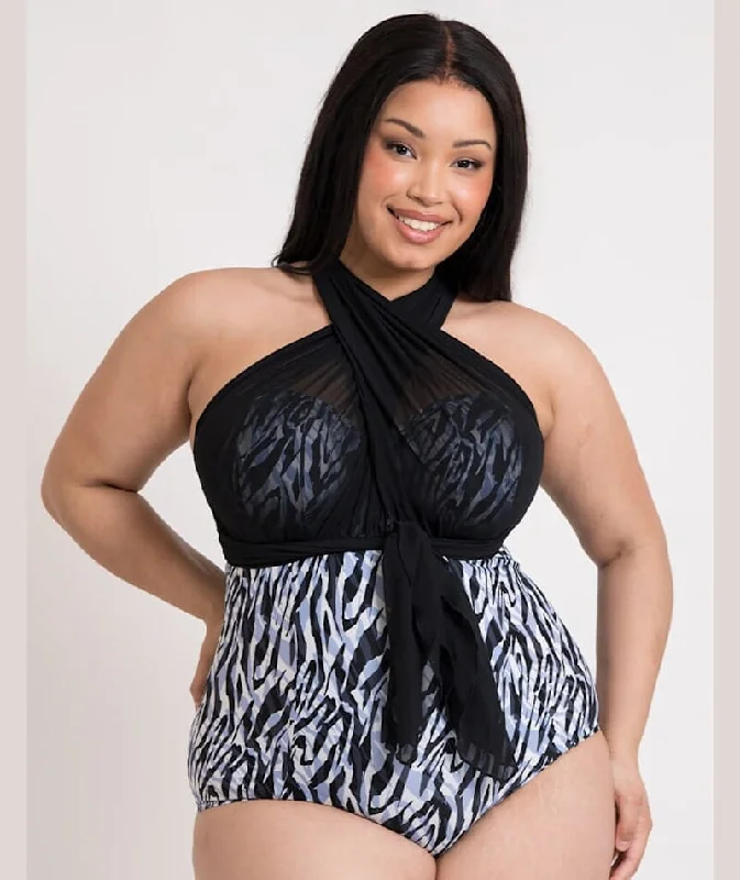 beach swimsuitCurvy Kate Wrapsody Bandeau One Piece Swimsuit - Zebra Print