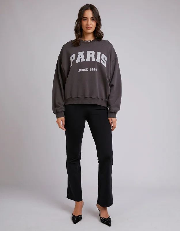 Merino wool women's sweaterJorge Paris Crew Washed Black