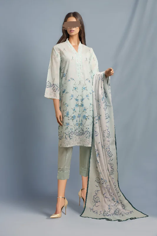 women's suit sets with cinched waistsPrinted Lawn Stitched 3 Piece