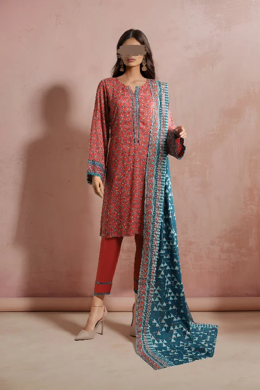 women's suit sets with coordinating topsPrinted Arabic Linen Stitched 3 Piece