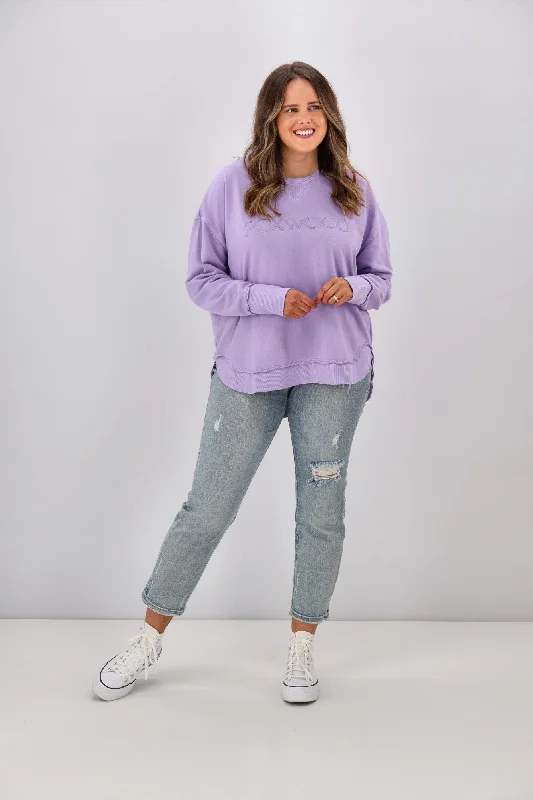 Cable-knit women's sweaterFoxwood Simplified Crew Lavender