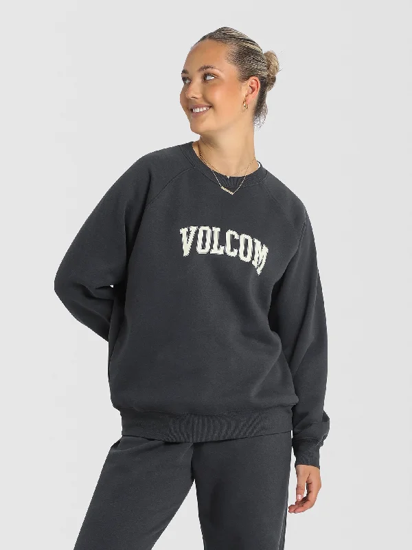 Metallic women's sweaterVolcom Get More Crew Washed Black