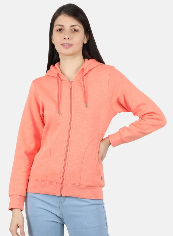 women's hooded pullovers with appliqué accentsWomen Pink Solid Sweatshirt