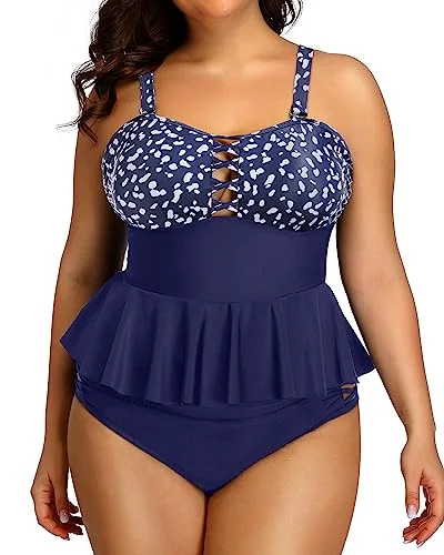 swimsuit for open water swimmingPlus Size Peplum Swimsuits High Waisted Swimwear