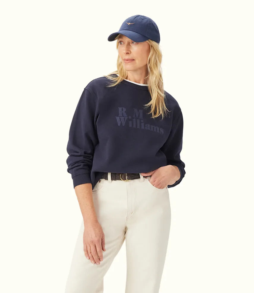 Turtleneck women's sweaterR.M.Williams - Bold Heritage Crewneck Sweatshirt - Navy