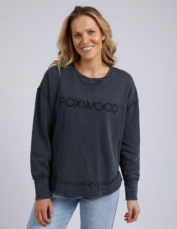 Sequined women's sweaterFoxwood Simplified Crew Washed Black