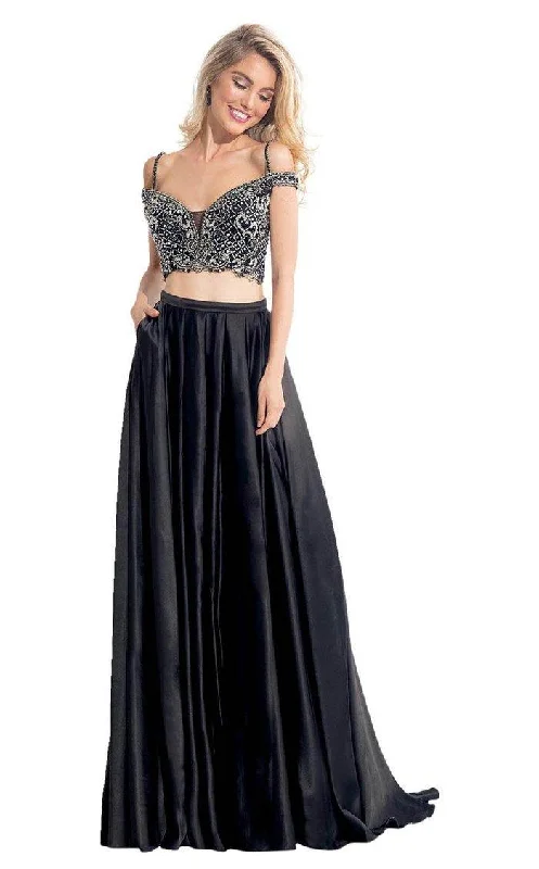 Sustainable dresses for eco-conscious womenRachel Allan Long Two Piece Beaded Prom Dress 6020