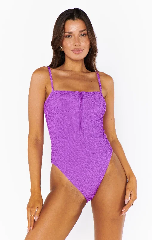 beach swimsuitBoca Zip One Piece ~ Ultra Violet Scrunch