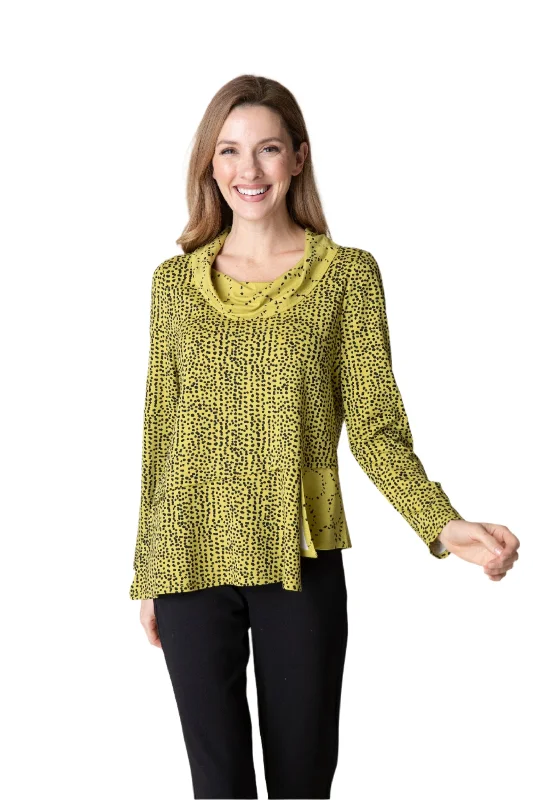 Lavender women's sweaterHabitat's  "Core Travel" Mixed Dot Print Drape Cowl Top - 55512