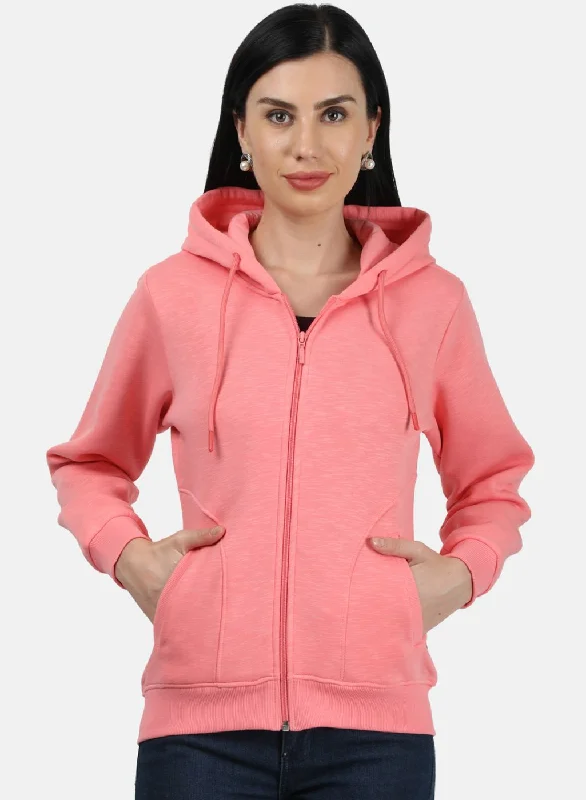 fashionable women's hooded pulloversWomen Pink Solid Sweatshirt