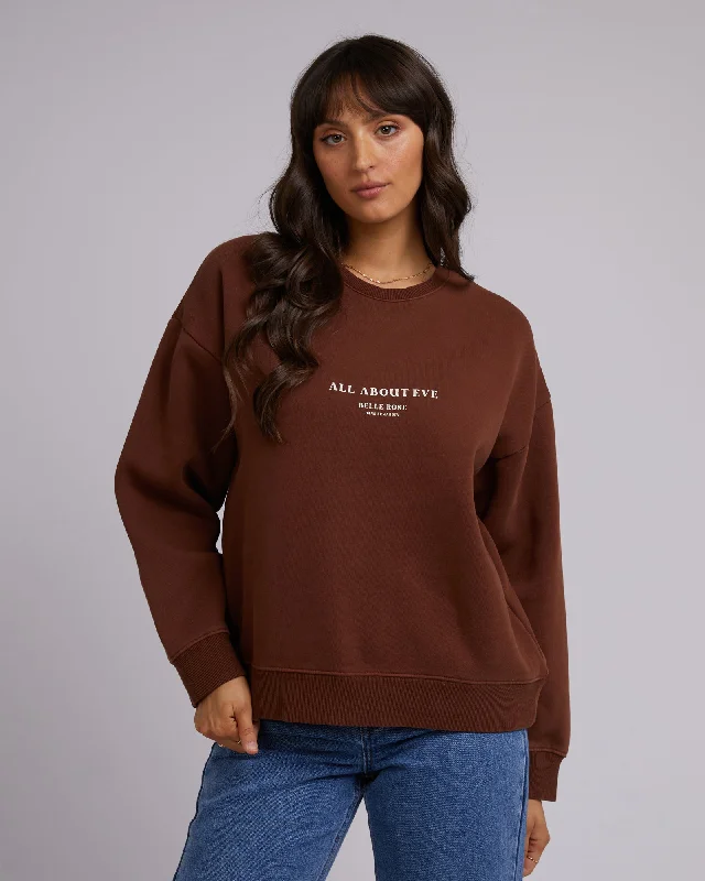 Patterned women's sweaterAll About Eve Wild Rose Standard Crew Brown