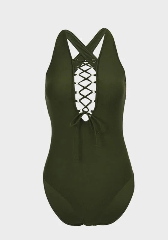 swimsuit with hooks and eyesDevoci Strap V Neck One Piece