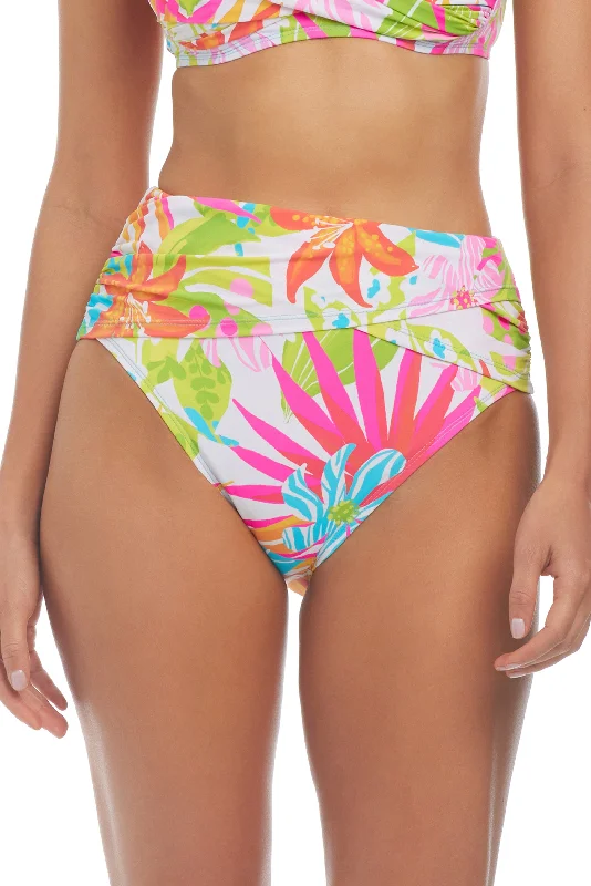 low-cut swimsuitPacking a Punch Hi-Waist with Sarong Waist Band and Tummy Tuk Bottom