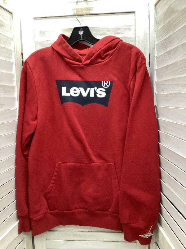 women's hooded tops with sleeveless designsSweatshirt Hoodie By Levis In Red, Size: Xl