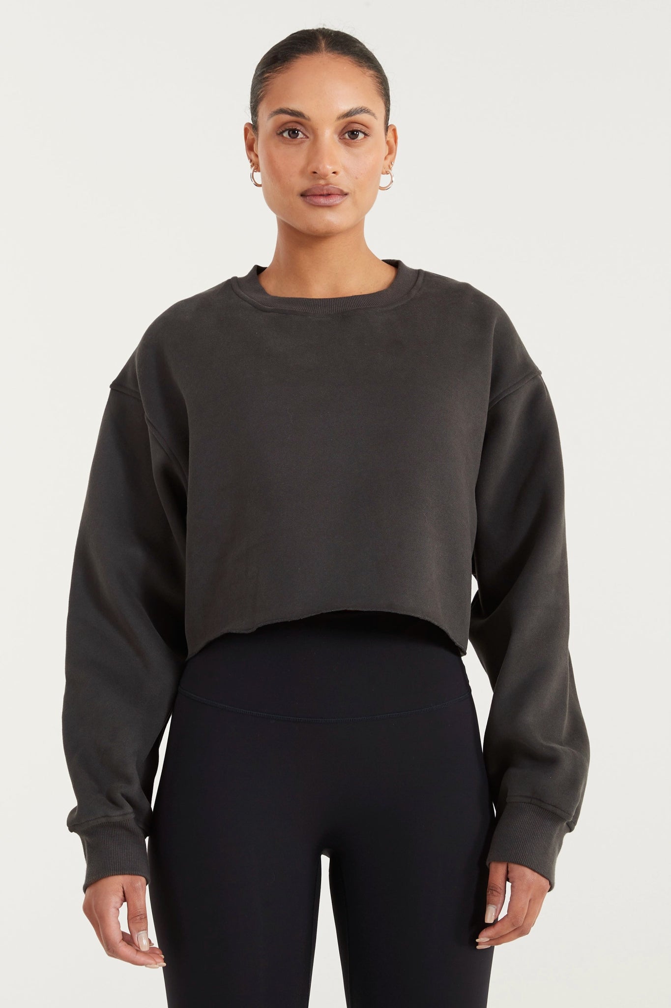 women's hooded tops with drawstringsSpencer Crew Crop Sweater