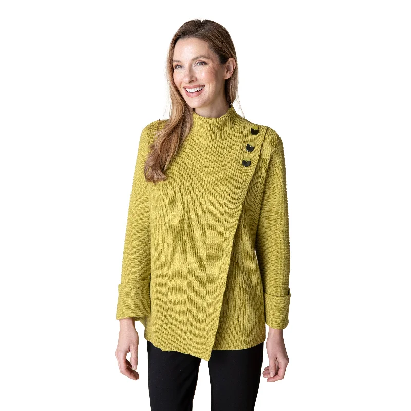 Zipper women's sweaterHabitat Cotton Shaker Funnel Neck Tunic Sweater in Pear - 87415-PR