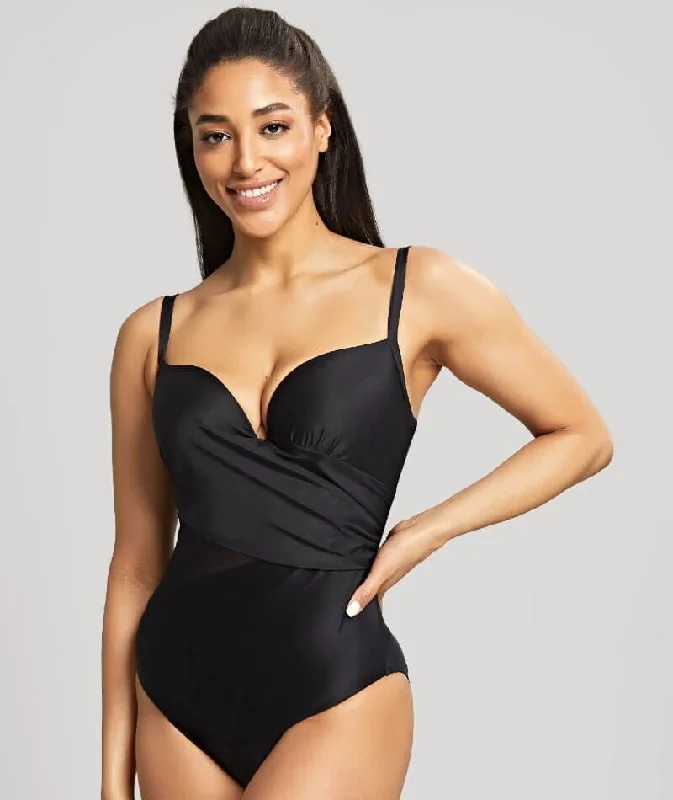 swimsuit with pocketsPanache Swimwear  Serenity Moulded Plunge D-H Cup One Piece Swimsuit - Noir