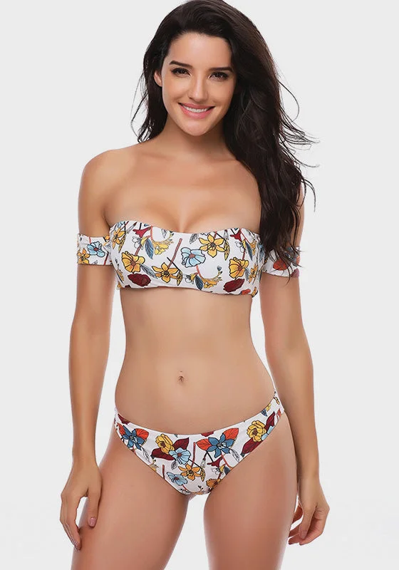 swimsuit with a metallic shineLevio Off shoulder Bikini