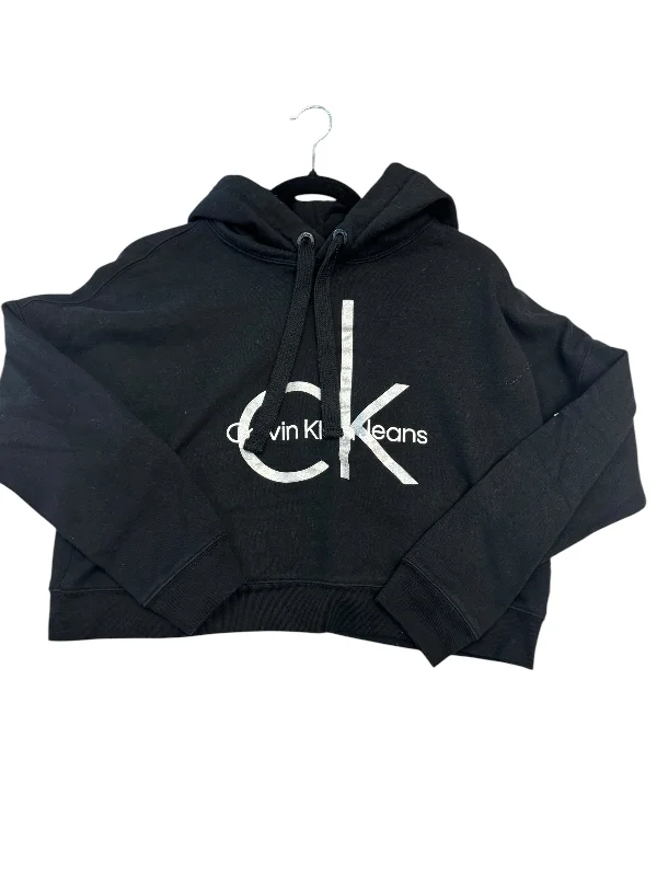 women's hooded sweatshirtsSweatshirt Hoodie By Calvin Klein In Black, Size: S