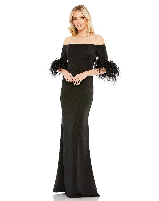 Smock dresses for womenMac Duggal 11441 Long Off Shoulder Formal Gown