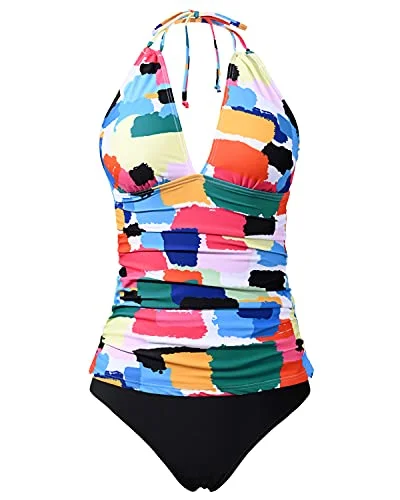 swimsuit for snorkelingPlus Size Tummy Control Tankini Two Piece Swimwear