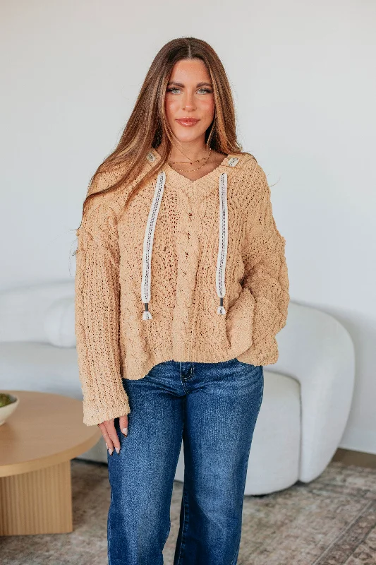 women's hooded sweatshirts with a shredded appearanceRanelle Knit Pullover - Honey