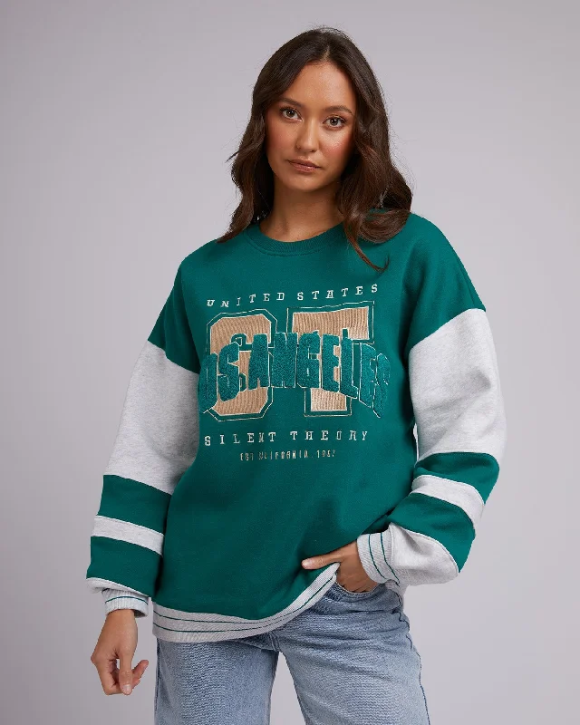 Gym women's sweaterSilent Theory Game Night Crew Bottle Green