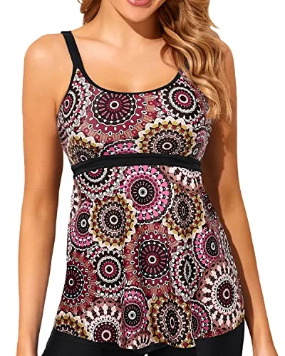 floral-print swimsuitModest Women's Swim Tankini Top Tummy Control Bathing Suit Swimsuit