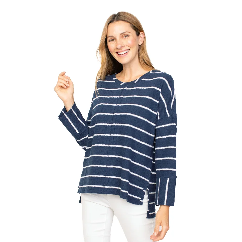 Autumn women's sweaterHabitat French Terry Sailor Stripe Pullover in Navy & White - 85106-NV