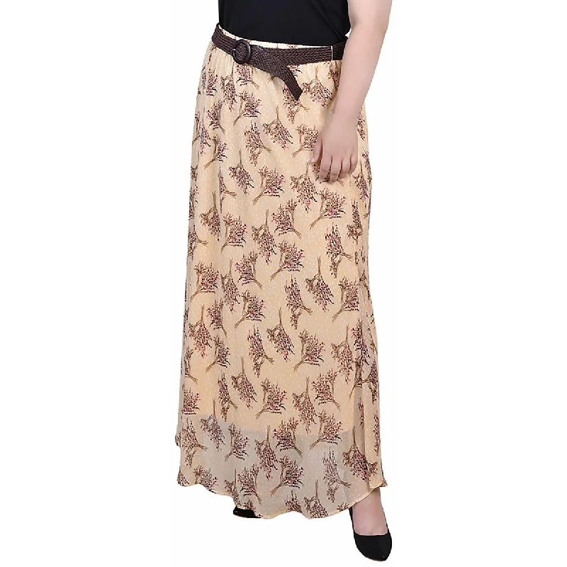 Flared women's skirtsPlus Womens Full Length Printed Maxi Skirt