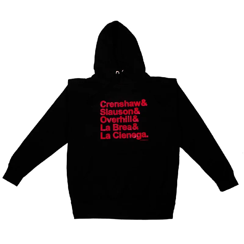 women's hooded tops with a snap-button closureBlack & Red Hoodie