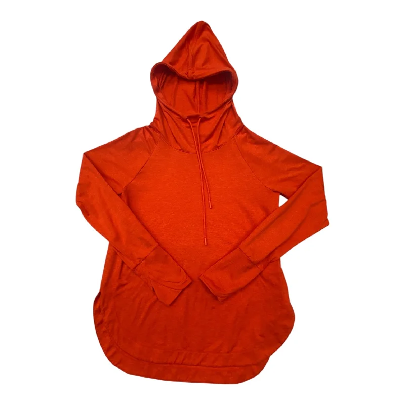 women's hooded tops with stretchable fabricAthletic Sweatshirt Hoodie By Athleta In Orange, Size: M