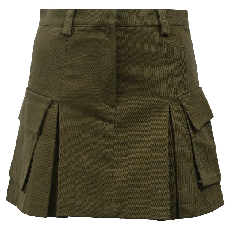 Ripped jeans for womenThe Frankie Shop Audrey Pleated Mini Skirt in Green Cotton