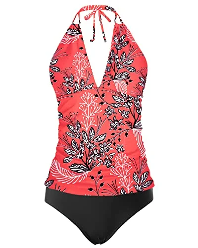 swimsuit for underwater photographyPlus Size Halter V Neck Two Piece Swimwear