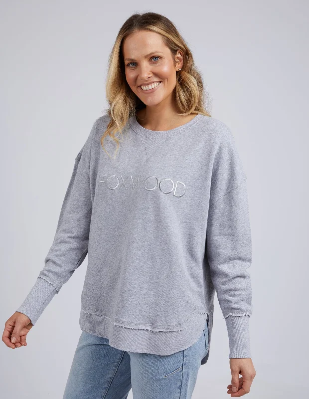 Lace-up women's sweaterFoxwood Simplified Crew Grey Marle