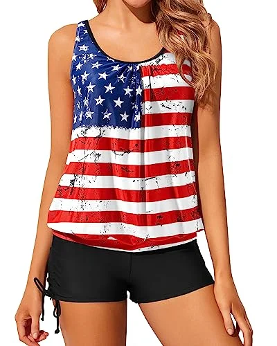 metallic-finish swimsuitBlouson Tankini Swimsuits Modest Loose Fit Swimwear