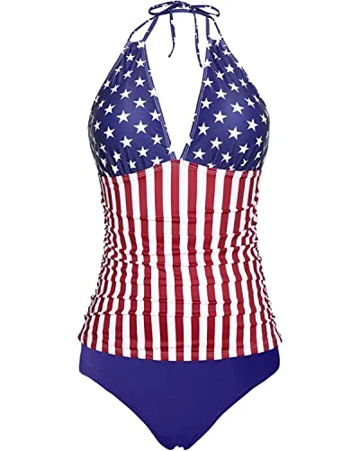 swimsuit with a ruched bodiceHalter V Neck Plus Size Swimsuits Two Piece Tankini